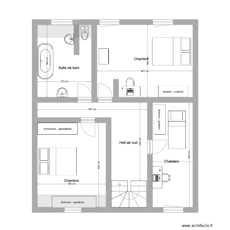 MSM PLAN 1ER ETAGE(2). Plan de 5 pièces et 64 m2