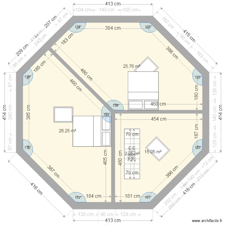 nouveau plan octogone etage. Plan de 0 pièce et 0 m2