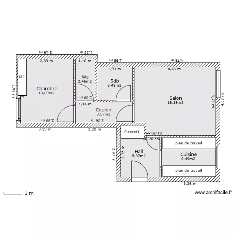Appartement Sucy en Brie Residence Val de Marne 41m&sup2;. Plan de 