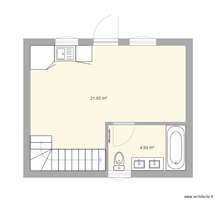 Maison chateaugay. Plan de 2 pièces et 27 m2