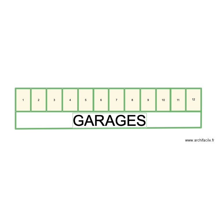 GARAGES. Plan de 12 pièces et 16 m2