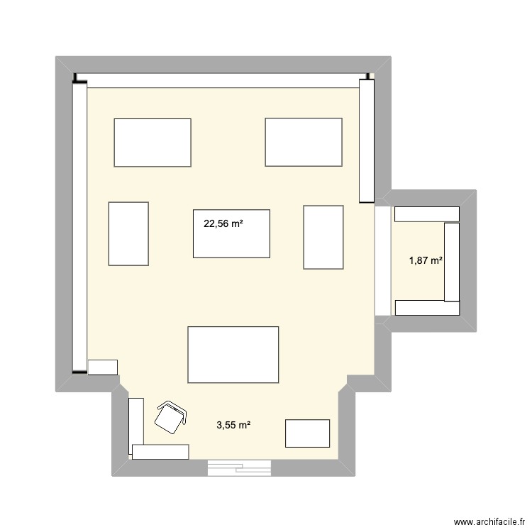 Bouchara . Plan de 3 pièces et 28 m2