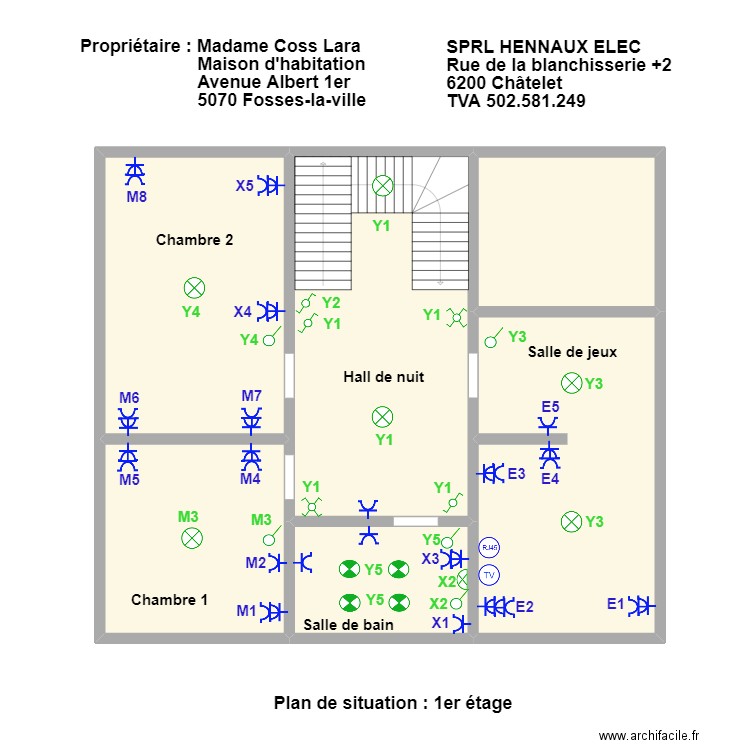 lara fosses 1er. Plan de 6 pièces et 177 m2