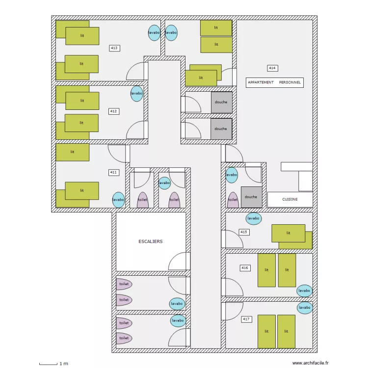 Grand Chalet 1ere etage. Plan de 
