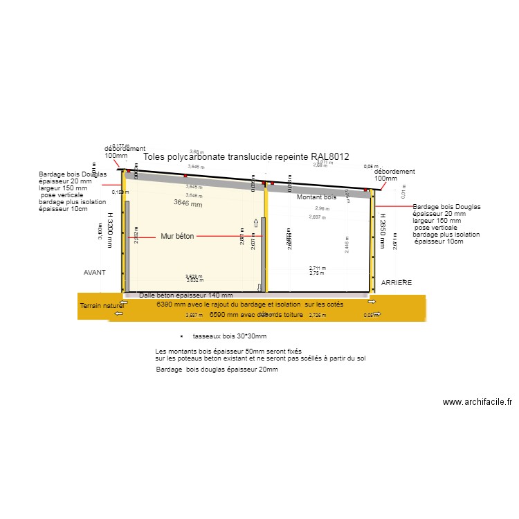 PLAFOND. Plan de 2 pièces et 10 m2