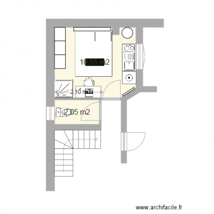 Studio 2628 Douche 2. Plan de 0 pièce et 0 m2