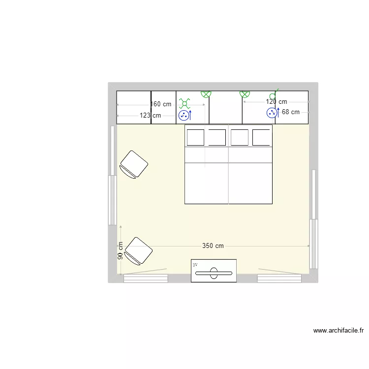 chambre  version d&eacute;finitive. Plan de 