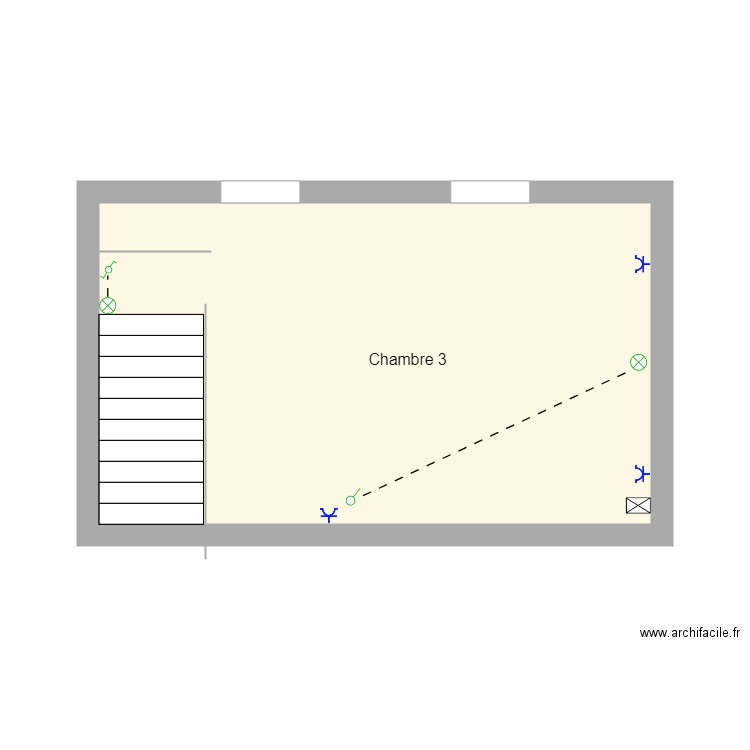 Chambre 3. Plan de 1 pièce et 23 m2