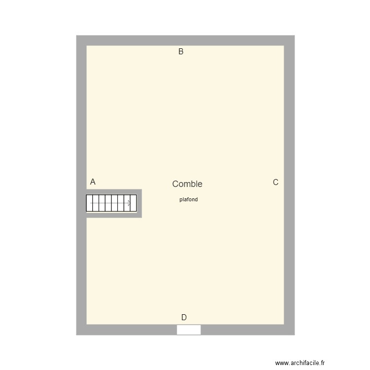 roulle comble. Plan de 2 pièces et 34 m2