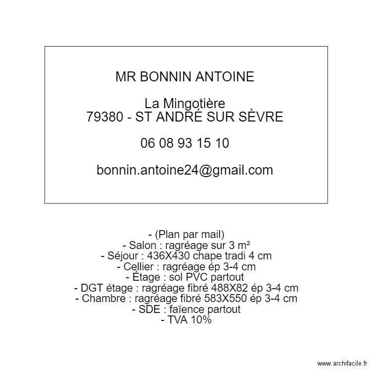 BONNIN ANTOINE. Plan de 0 pièce et 0 m2