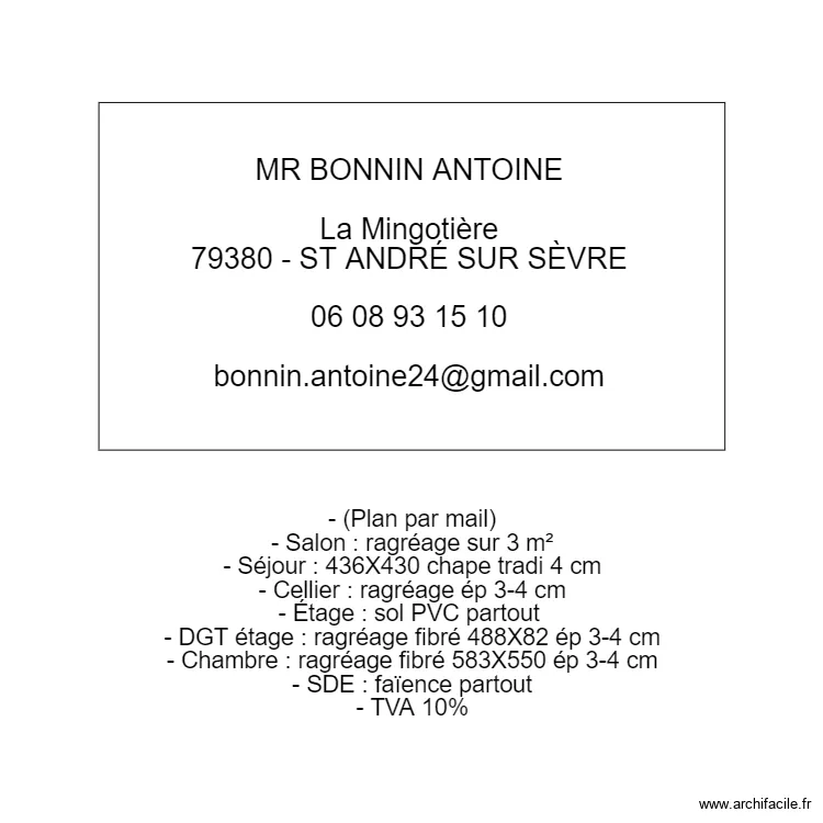 BONNIN ANTOINE. Plan de 