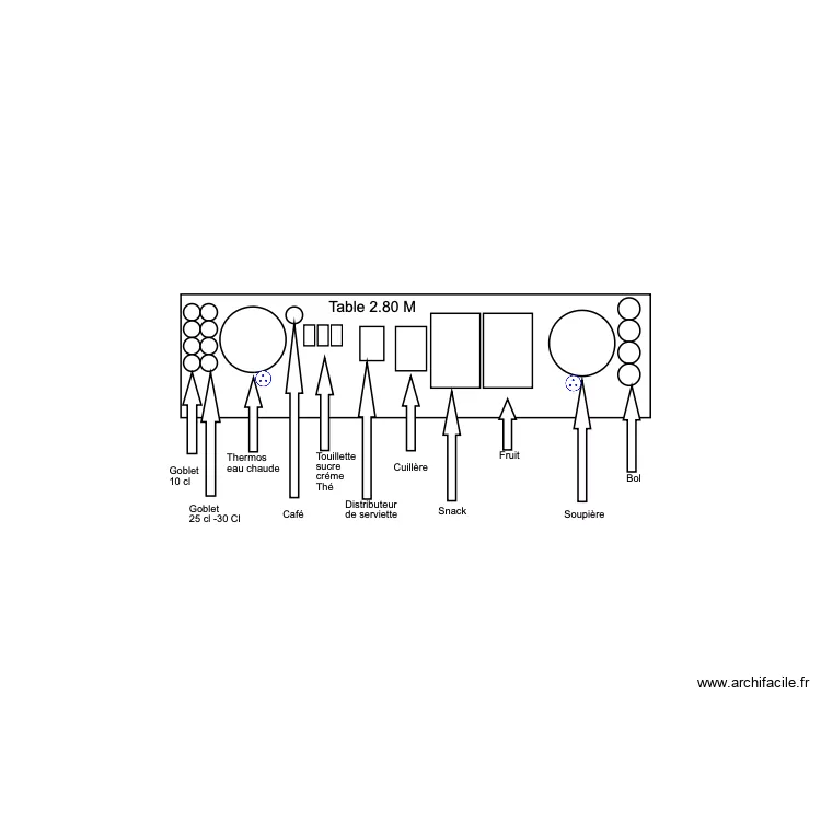 Ligne de service Snack. Plan de 
