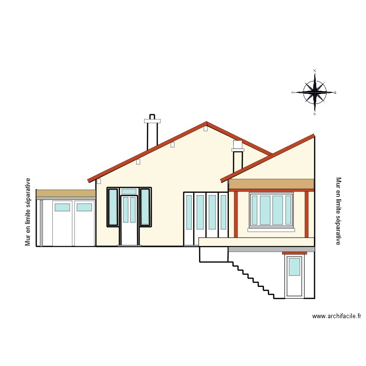 Plan de facade avant projet. Plan de 9 pièces et 36 m2