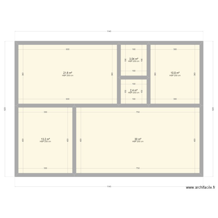 g05. Plan de 6 pièces et 81 m2