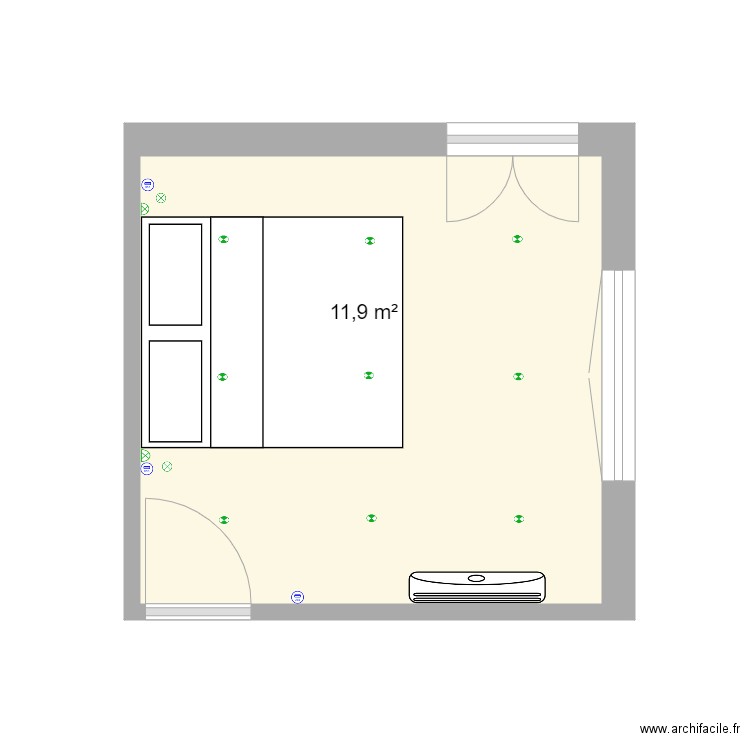 CHAMBRE NICE. Plan de 1 pièce et 12 m2