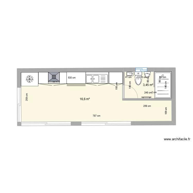 POOL HOUSE MICHEL 8, 30 X 3 = 24,90 M......;;. Plan de 