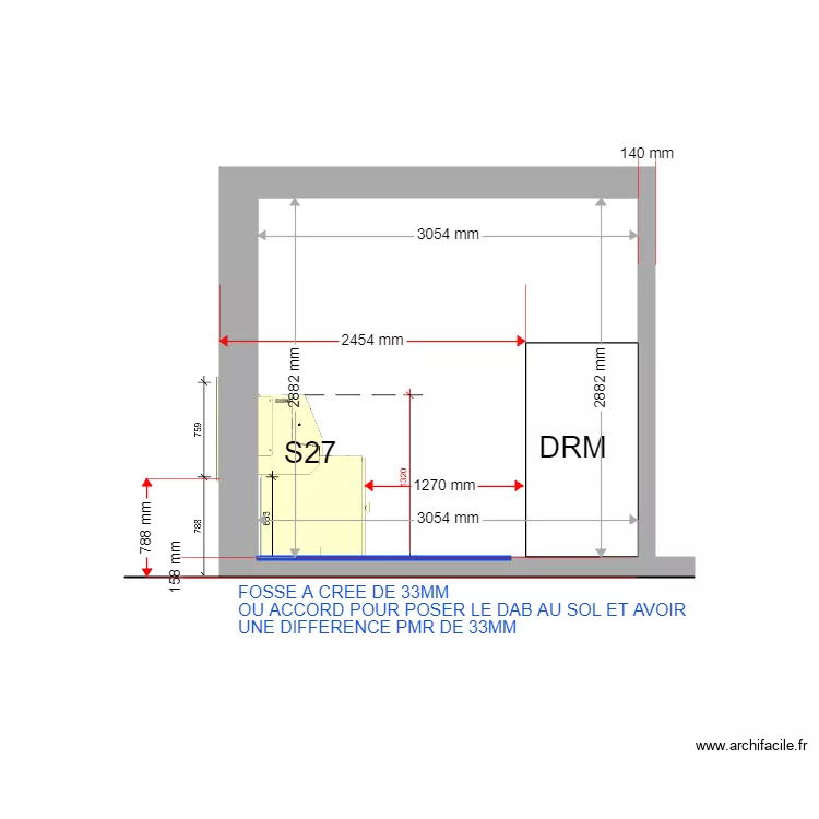 COUPE PROJET LUPINO S27. Plan de 