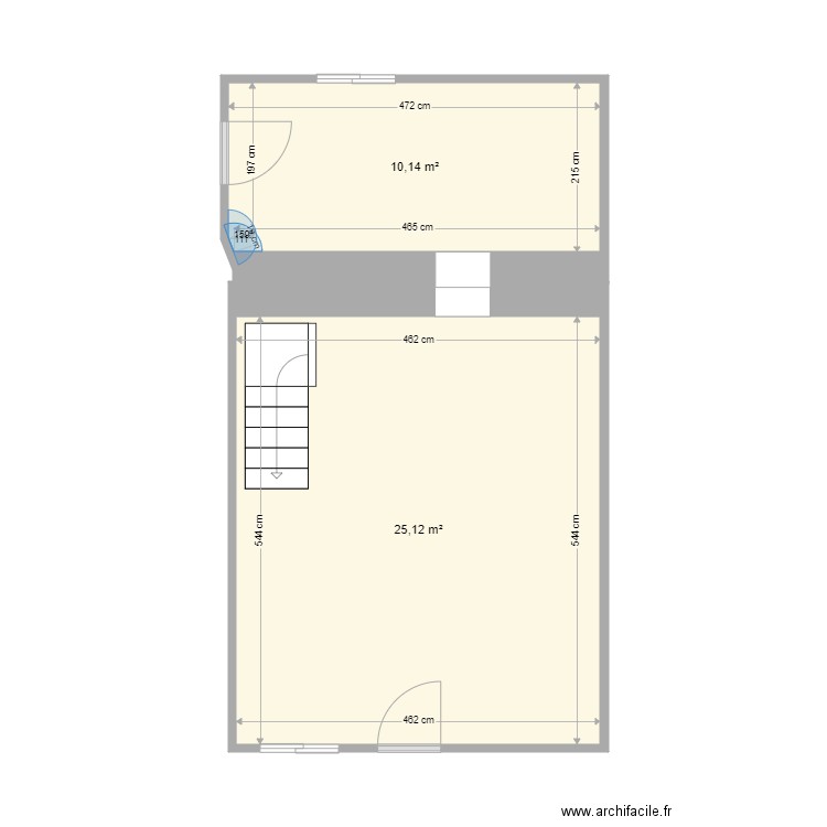 étage 1. Plan de 2 pièces et 35 m2