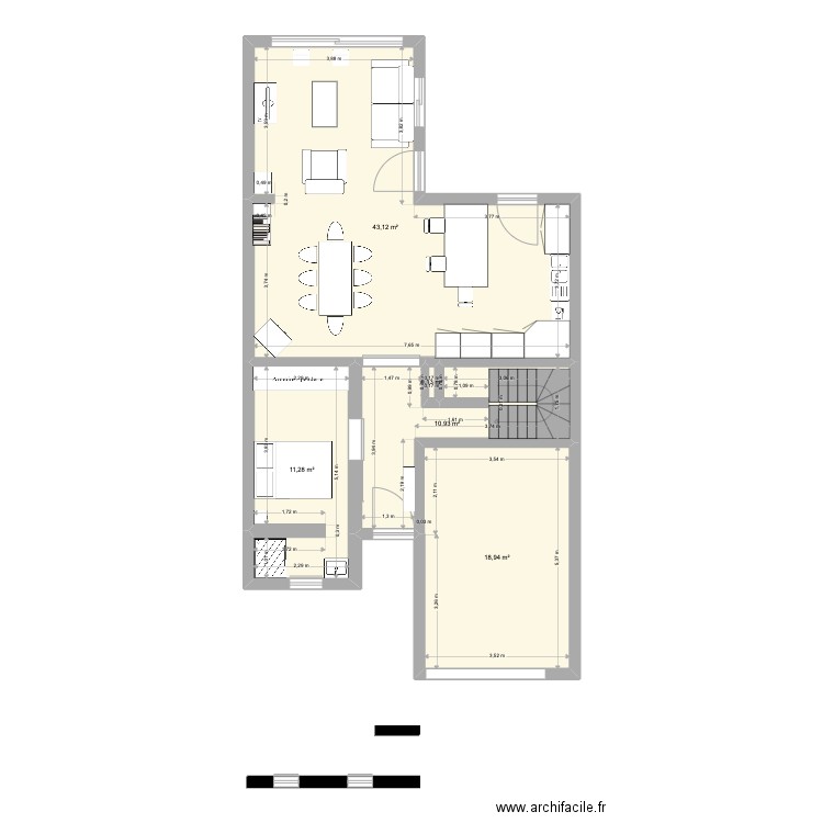 plan extension chambre ++. Plan de 5 pièces et 84 m2