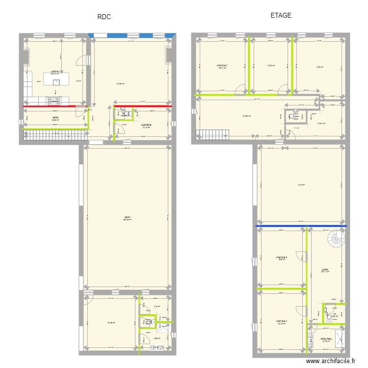 maison RDC  ETAGE. Plan de 0 pièce et 0 m2