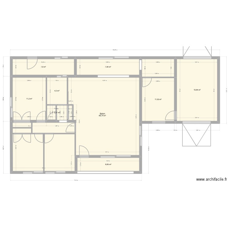 PLAN ACTUEL. Plan de 9 pièces et 141 m2