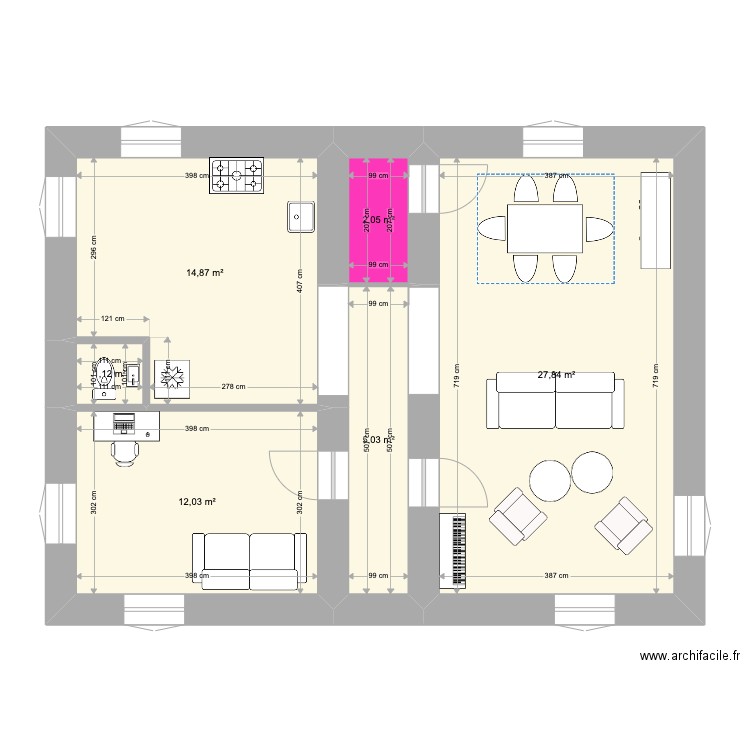 plan RDC - option cuisine optimisée. Plan de 0 pièce et 0 m2