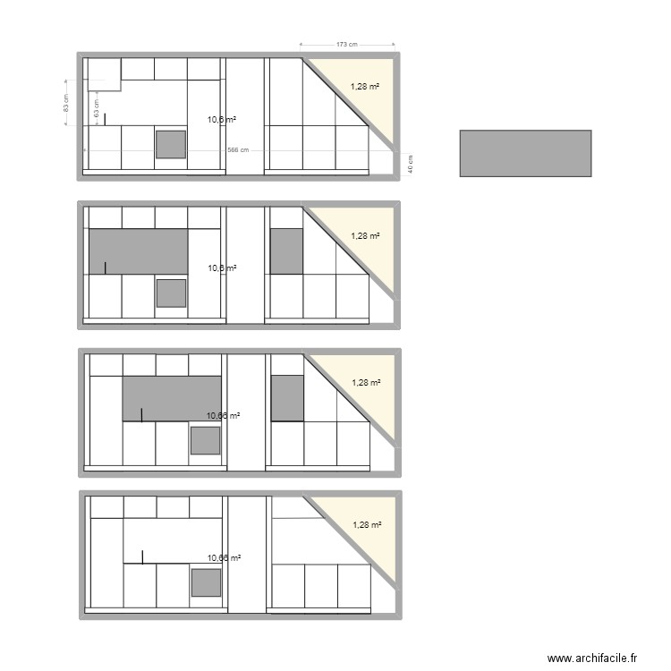 CUISINE FACE. Plan de 8 pièces et 48 m2