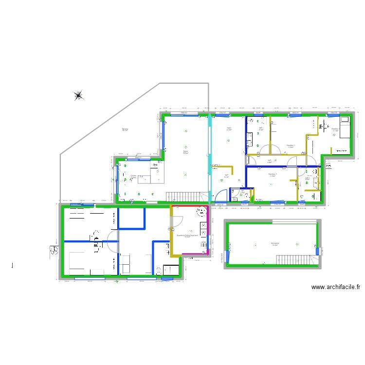 Vaunaveys Plan Projet Garage 3. Plan de 10 pièces et 171 m2