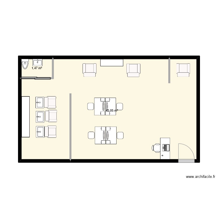 activite 4. Plan de 2 pièces et 45 m2