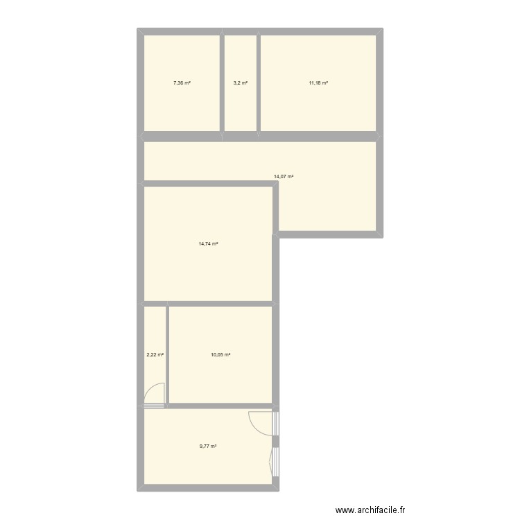 Maison 91 bis. Plan de 8 pièces et 73 m2