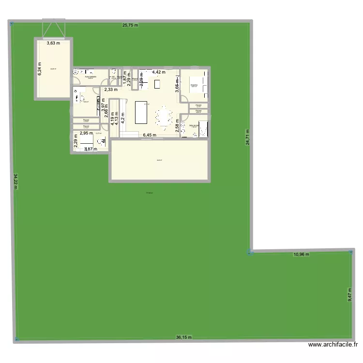 Maison. Plan de 16  et 1149 m²
