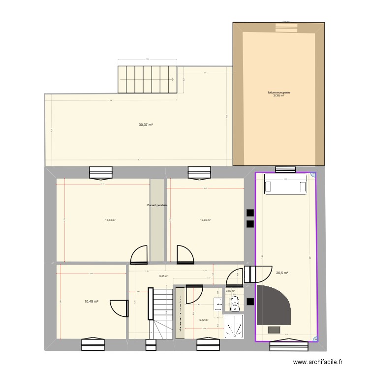Projet_RDF_Etage_Révision_2.0. Plan de 9 pièces et 112 m2