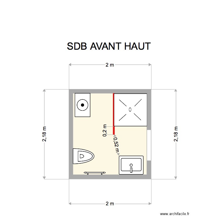 AVANT HAUT SALLE DE BAINS. Plan de 0 pièce et 0 m2