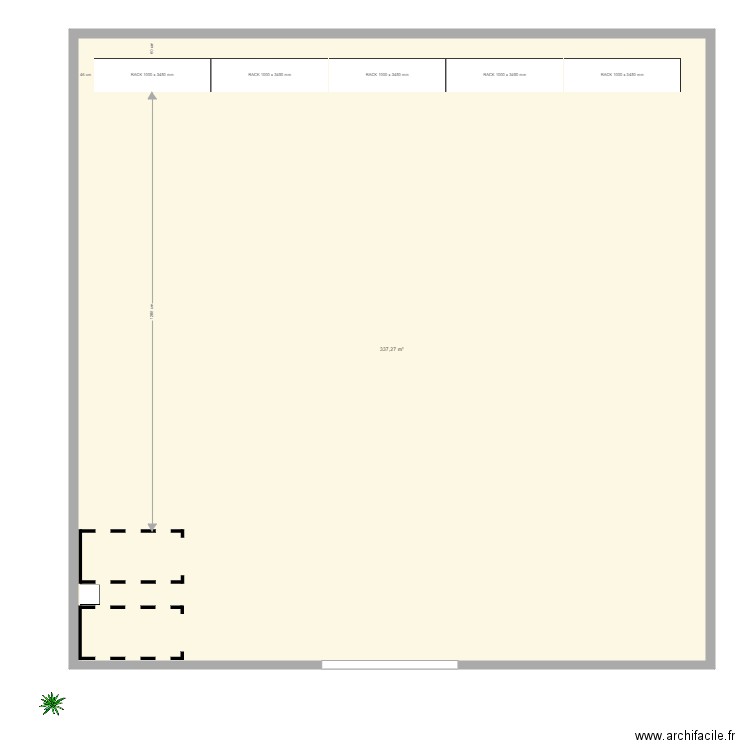 Extension. Plan de 1 pièce et 337 m2