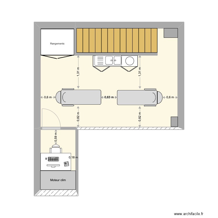 BIARRITZ R1 Propo3. Plan de 1 pièce et 24 m2