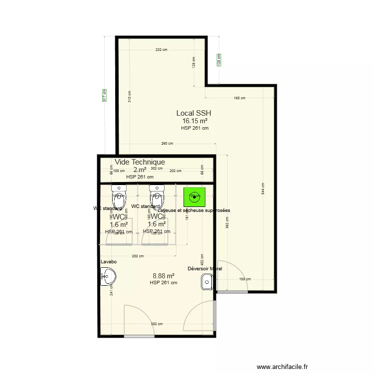 Q2 NOGT SANITAIRE RDC PLAN APRES TRAVAUX. Plan de 