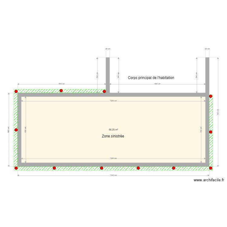 Houvenaeghel. Plan de 1 pièce et 56 m2