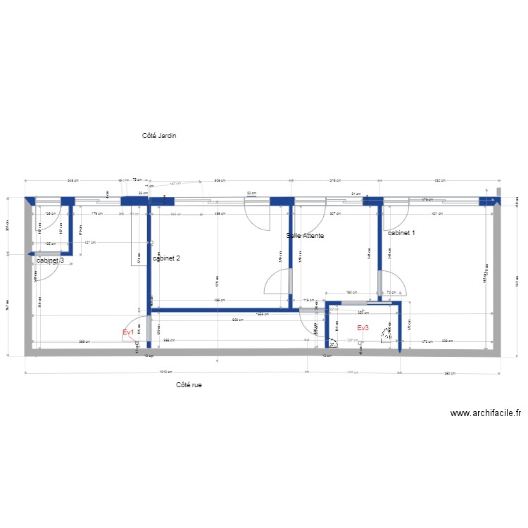 sous sol  cloisons et portes  V5. Plan de 5 pièces et 82 m2