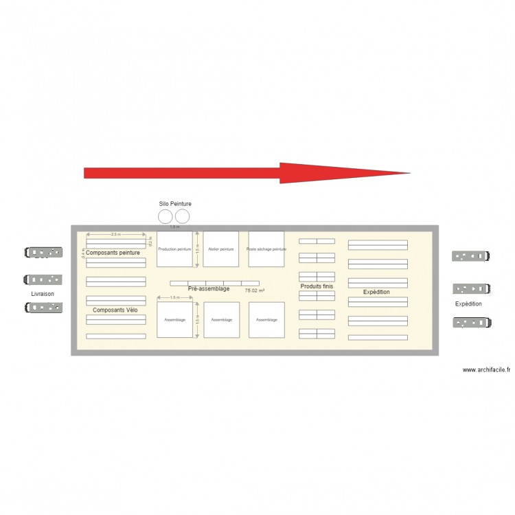 Projet Ingénieur. Plan de 1 pièce et 75 m2