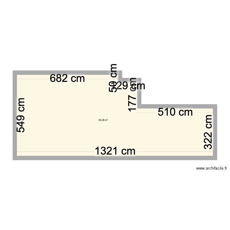 Essai. Plan de 1 pièce et 60 m2