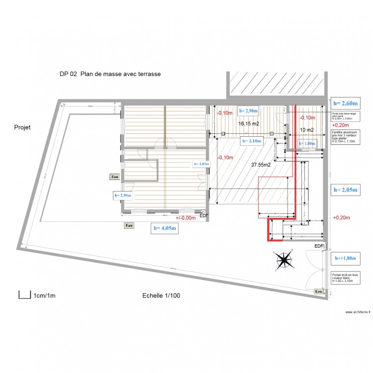 Projet avec terrasse. Plan de 0 pièce et 0 m2