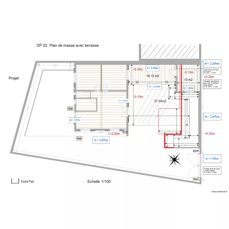 Projet avec terrasse. Plan de 