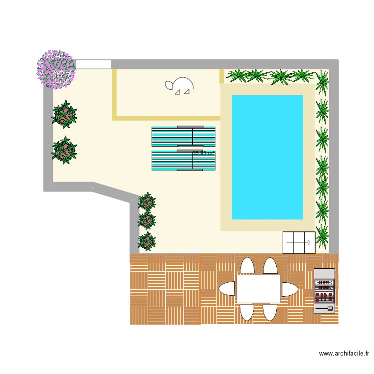 piscine mus. Plan de 1 pièce et 36 m2