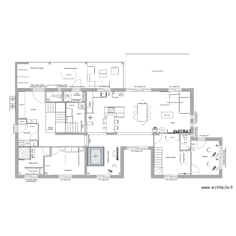 La Salle v9. Plan de 28 pièces et 286 m2