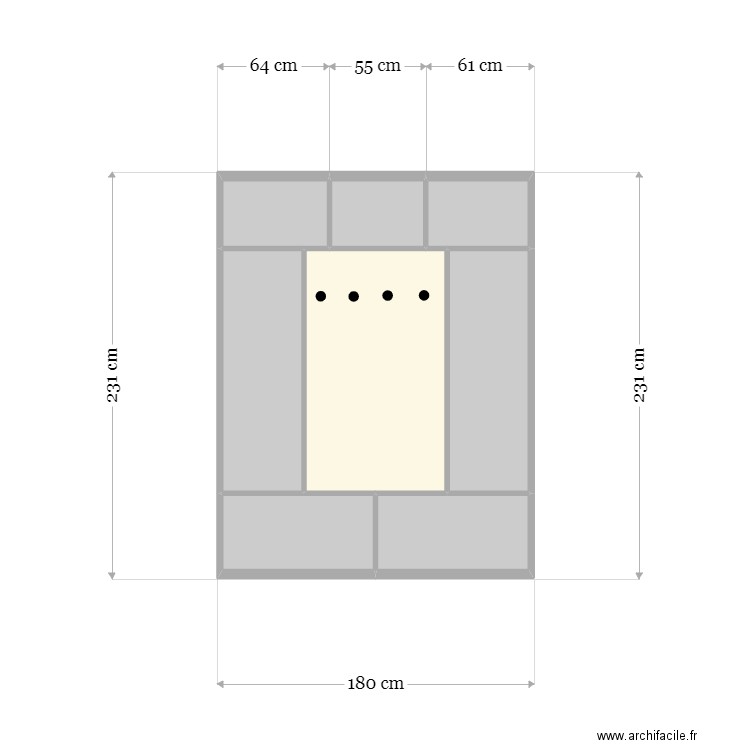 meuble entrée. Plan de 8 pièces et 4 m2