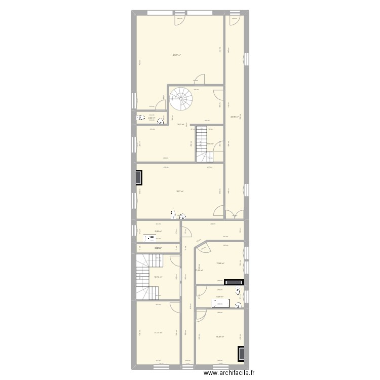 BARDEZ RDC OLORON . Plan de 14 pièces et 221 m2