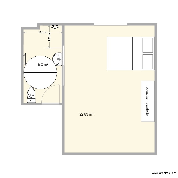 Martin projet. Plan de 2 pièces et 29 m2