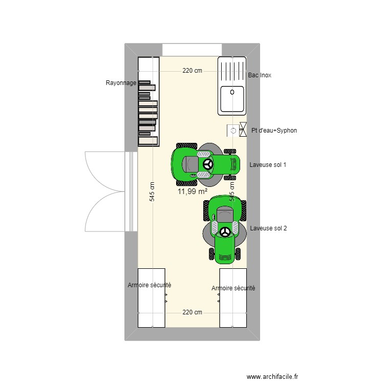 Bureau Nettoyage. Plan de 1 pièce et 12 m2