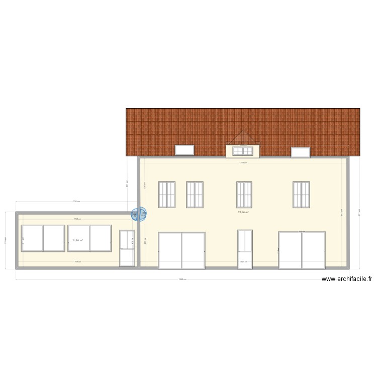 façade sud  fayolle. Plan de 3 pièces et 100 m2