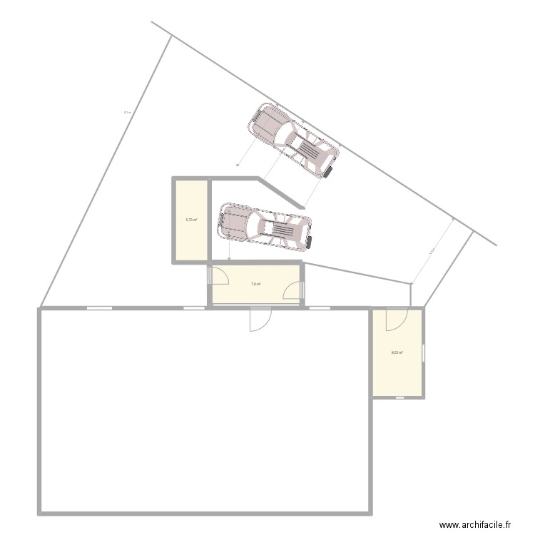 ebauche guip 10. Plan de 3 pièces et 23 m2